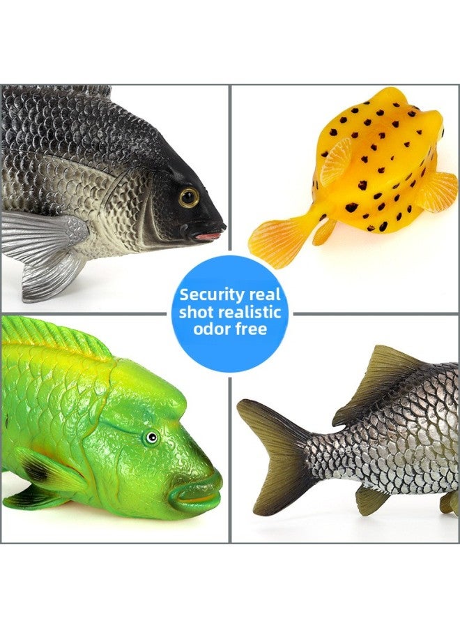 Loquat Simulation Marine Animal Piranha Fish Model Crucian Carp Shark Toy Puffer Carp Salmon Children's Cognitive Gift-Color:Yellow Big Eel - Image 3