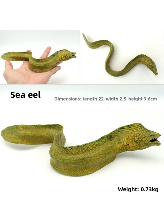 Loquat Simulation Marine Animal Piranha Fish Model Crucian Carp Shark Toy Puffer Carp Salmon Children's Cognitive Gift-Color:Yellow Big Eel - Image 1