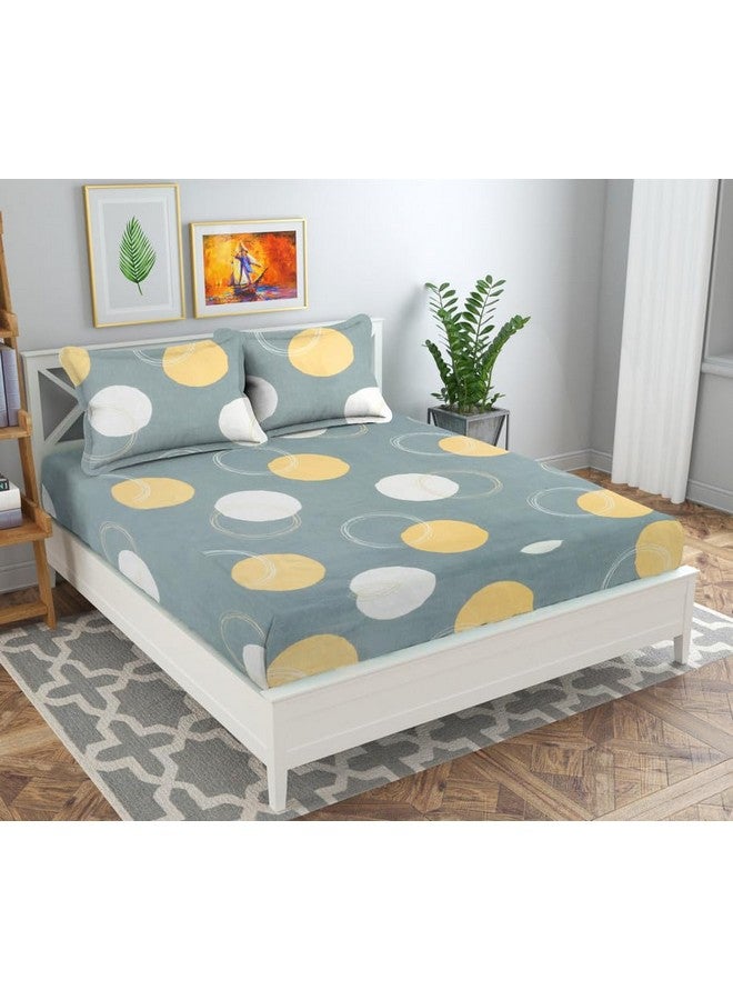 بي اس بي هوم ملاءة سرير مزدوجة من القطن من BSB HOME 160 TC Glace مع غطائي وسادة | 125 جرام لكل متر مربع ناعمة وممشطة - قابلة للتنفس وخالية من التجاعيد - (90 × 90 بوصة، رمادي وبيج وأصفر) - Image 1