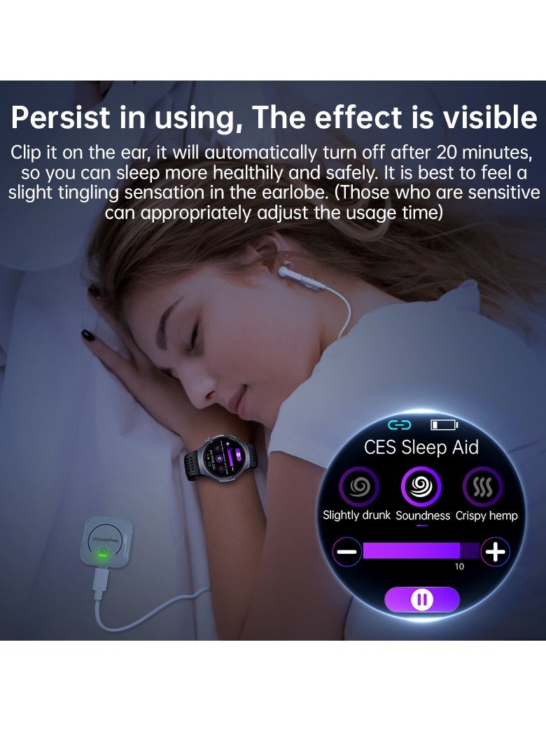 ساعة ذكية FD06 Massage CES للمساعدة على النوم مع تخطيط كهربية القلب وبلوتوث، تراقب الضغط والأكسجين ومعدل ضربات القلب والسكر والدهون وحمض اليوريك ودرجة حرارة الجسم، مساعدة على النوم باستخدام العلاج الكهربائي، متوافقة مع نظامي التشغيل Android وiOS، 1.43 بوصة، 360 مللي أمبير/ساعة IP67 - Image 4