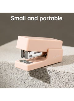 Deli Deli Nusign ENS083 Portable Stapler with 830 Staples, 12-Sheet Capacity, Anti-Skid Base & Spring-Loaded Mechanism - Pink  - Image 3