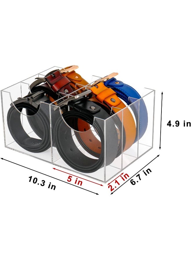 TPGP Belt Display Organizer Rack For Closet 6 Compartments Clear Acrylic Storage Holder Belt Container For Drawer Neck Pet Tie Bow Tie Box - Image 2