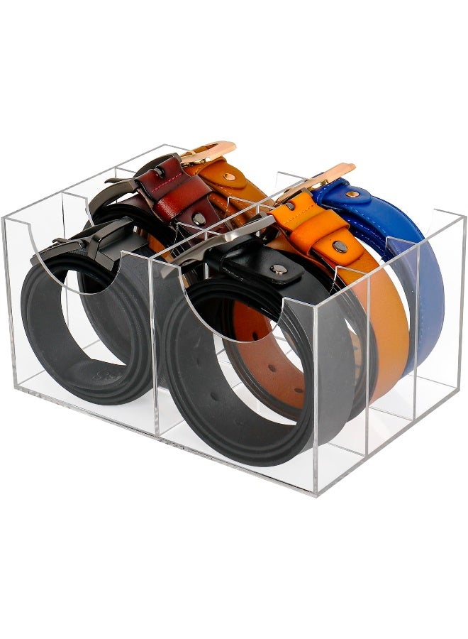 TPGP Belt Display Organizer Rack For Closet 6 Compartments Clear Acrylic Storage Holder Belt Container For Drawer Neck Pet Tie Bow Tie Box - Image 1