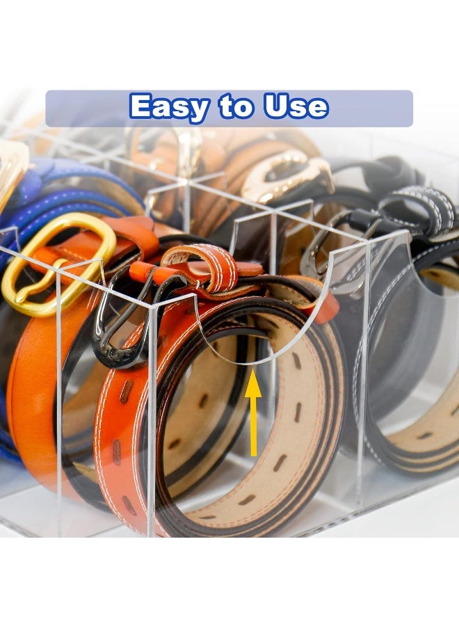 TPGP Belt Display Organizer Rack For Closet 6 Compartments Clear Acrylic Storage Holder Belt Container For Drawer Neck Pet Tie Bow Tie Box - Image 3