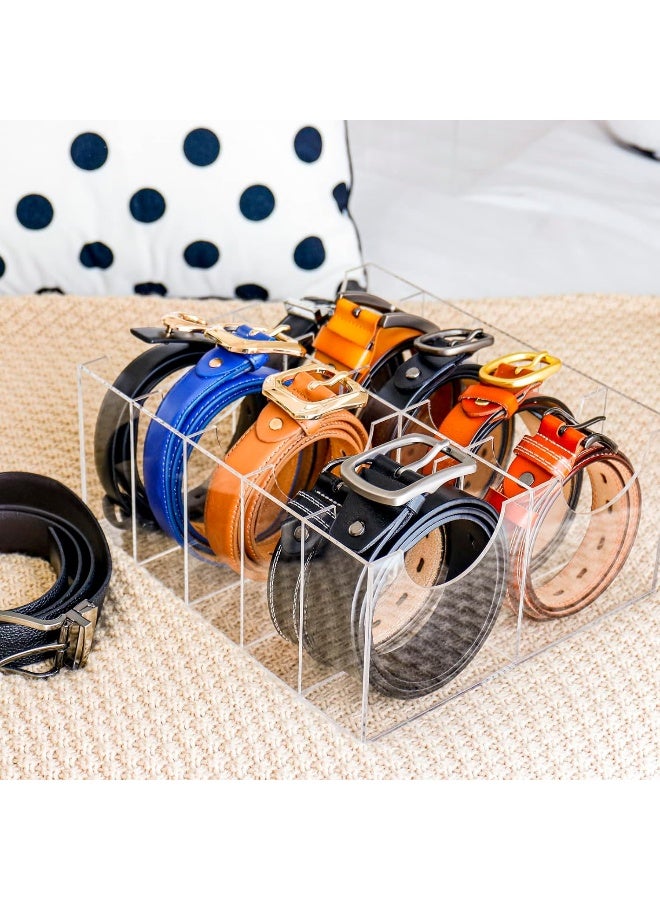 TPGP Belt Display Organizer Rack For Closet 6 Compartments Clear Acrylic Storage Holder Belt Container For Drawer Neck Pet Tie Bow Tie Box - Image 5