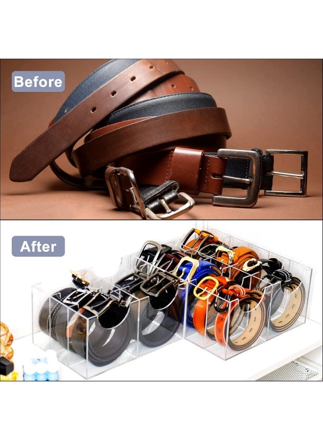 TPGP Belt Display Organizer Rack For Closet 6 Compartments Clear Acrylic Storage Holder Belt Container For Drawer Neck Pet Tie Bow Tie Box - Image 4