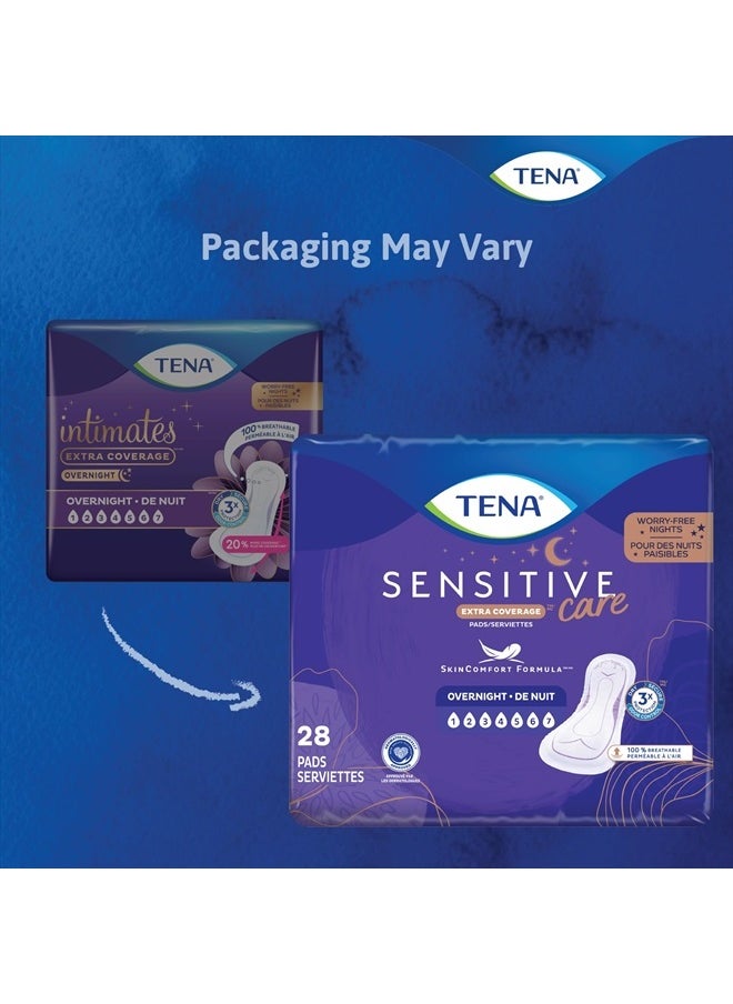 Tena - Incontinence Pads, Bladder Control & Postpartum for Women, Overnight Absorbency, Extra Coverage, Sensitive Care - 90 Count - Image 1