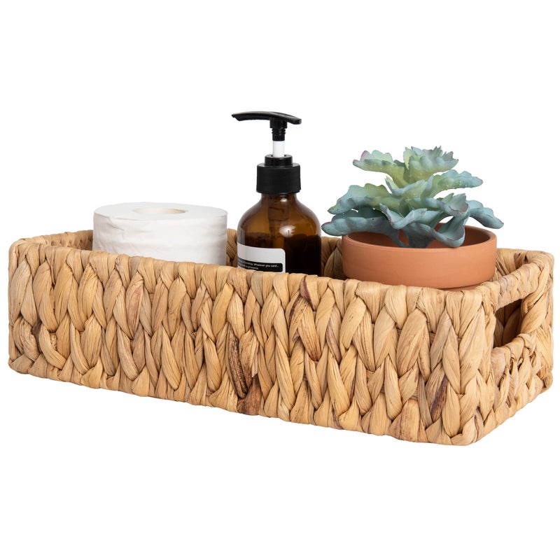StorageWorks Water Hyacinth Basket for Toilet Paper, Wicker Baskets for Storage with Built-in Handles, 14 Â¼"L x 6 Â½"W x 3 Â¾"H - Image 1