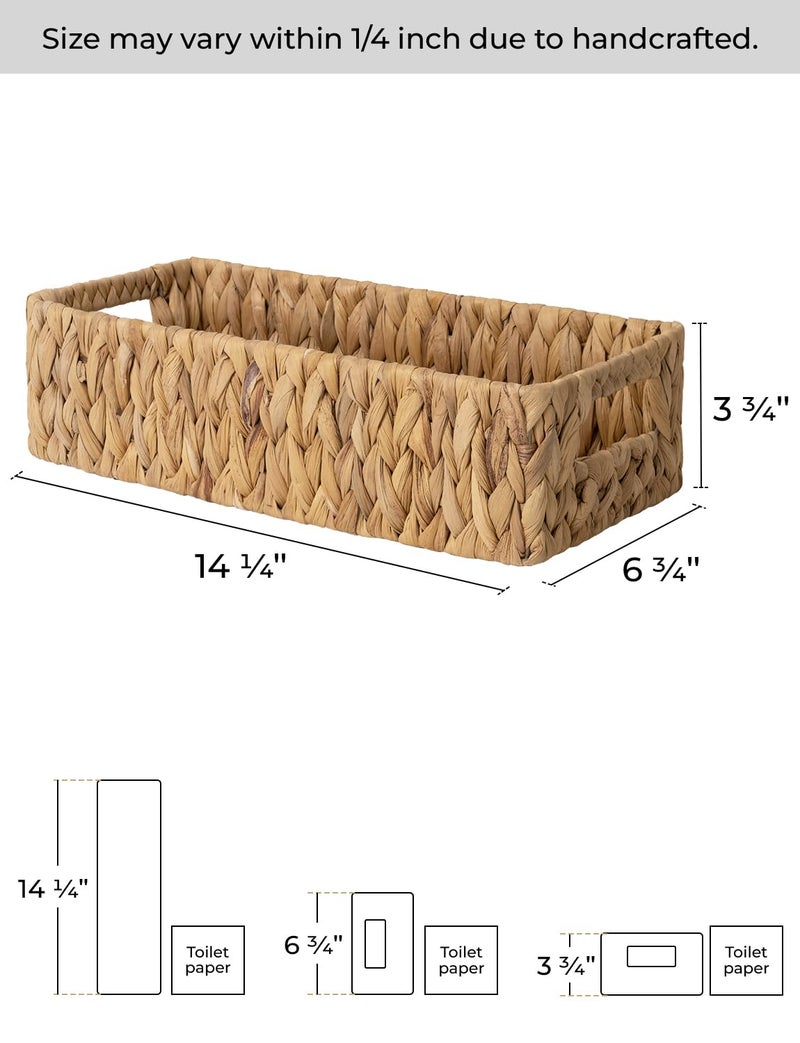 StorageWorks Water Hyacinth Basket for Toilet Paper, Wicker Baskets for Storage with Built-in Handles, 14 Â¼"L x 6 Â½"W x 3 Â¾"H - Image 2