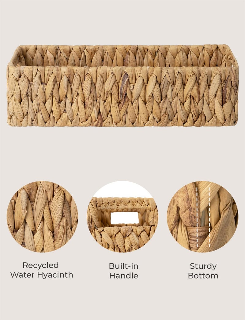 StorageWorks Water Hyacinth Basket for Toilet Paper, Wicker Baskets for Storage with Built-in Handles, 14 Â¼"L x 6 Â½"W x 3 Â¾"H - Image 3