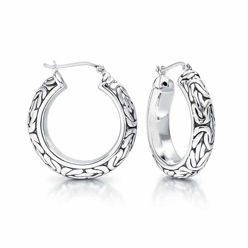 LeCalla Byzantine Earrings for Women 925 Sterling Silver Byzantine Earrings Click Top Thick Hoop Earrings for Women - Image 1
