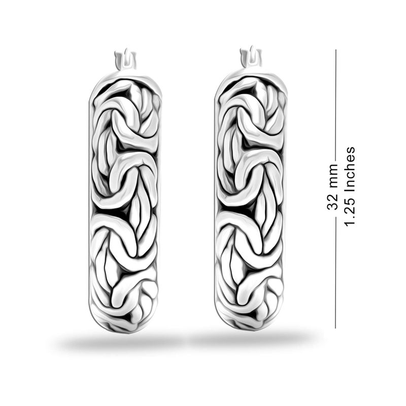 LeCalla Byzantine Earrings for Women 925 Sterling Silver Byzantine Earrings Click Top Thick Hoop Earrings for Women - Image 5