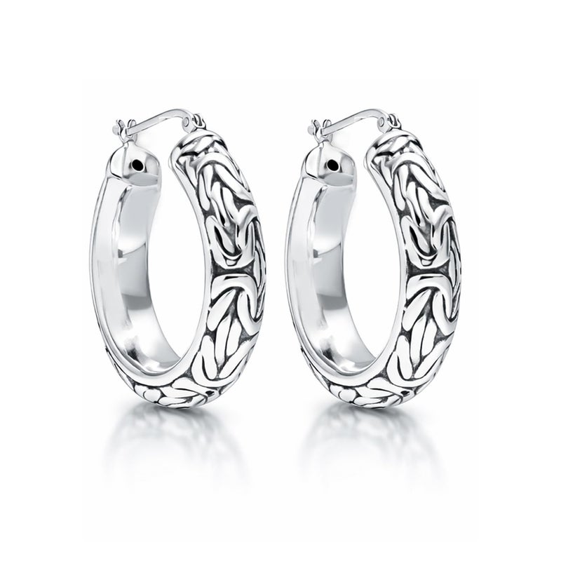 LeCalla Byzantine Earrings for Women 925 Sterling Silver Byzantine Earrings Click Top Thick Hoop Earrings for Women - Image 4