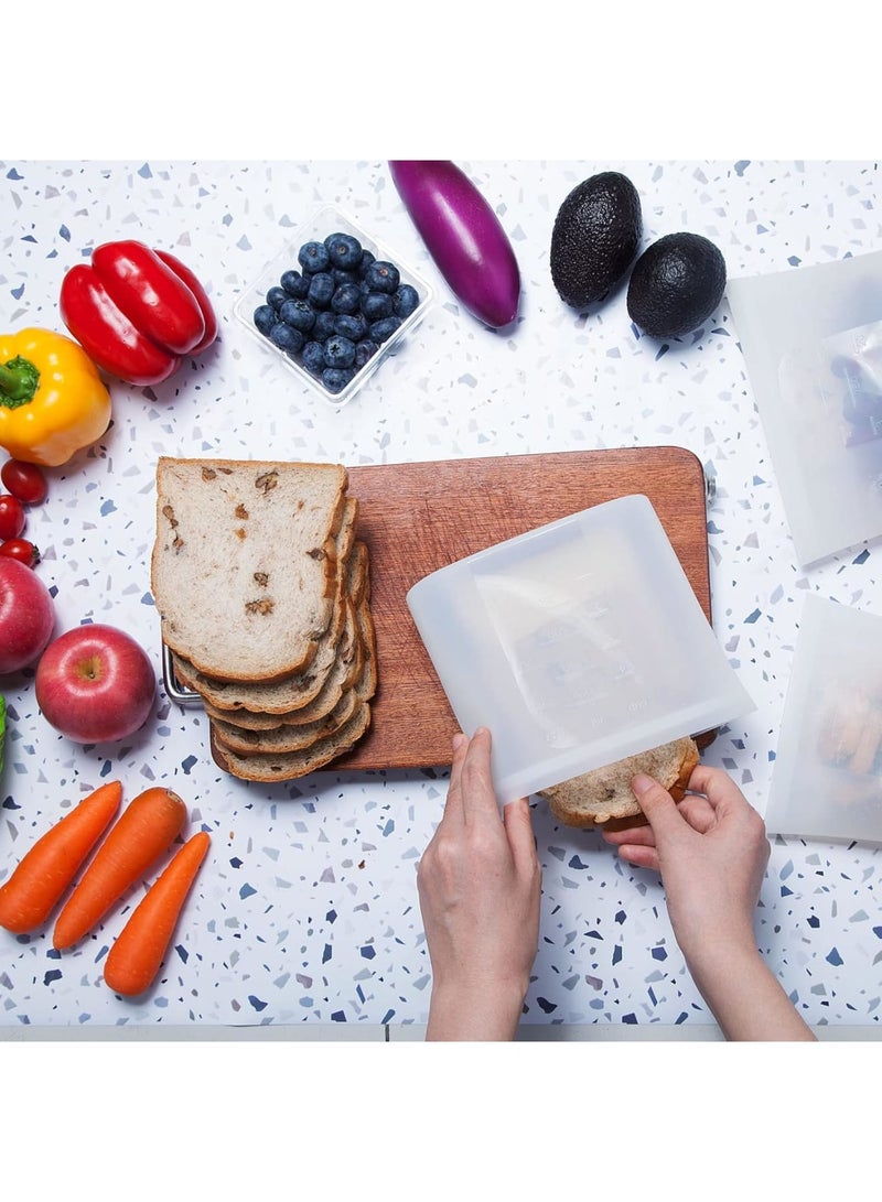 SYOSI أكياس تخزين الطعام، حاويات سيليكون قابلة لإعادة الاستخدام بسحاب للميكروويف والثلاجة والفريزر والطهي بالسو سويد، تصميم مقاوم للتسرب وحرارة، 32 أونصة 1000 مل حجم متوسط، عبوتين - Image 5