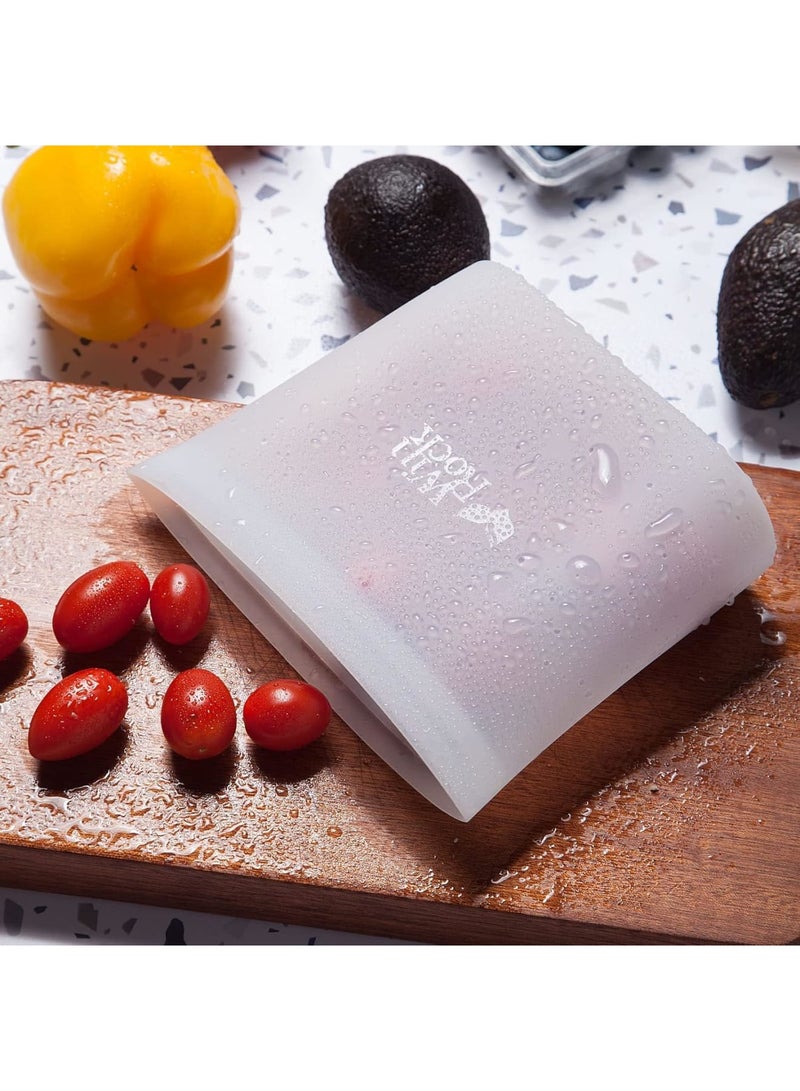 SYOSI أكياس تخزين الطعام، حاويات سيليكون قابلة لإعادة الاستخدام بسحاب للميكروويف والثلاجة والفريزر والطهي بالسو سويد، تصميم مقاوم للتسرب وحرارة، 32 أونصة 1000 مل حجم متوسط، عبوتين - Image 4