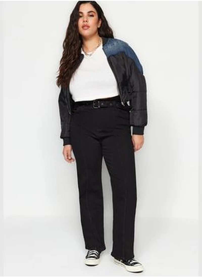 trendyol Black High Waist Belted Stright Fit Jeans