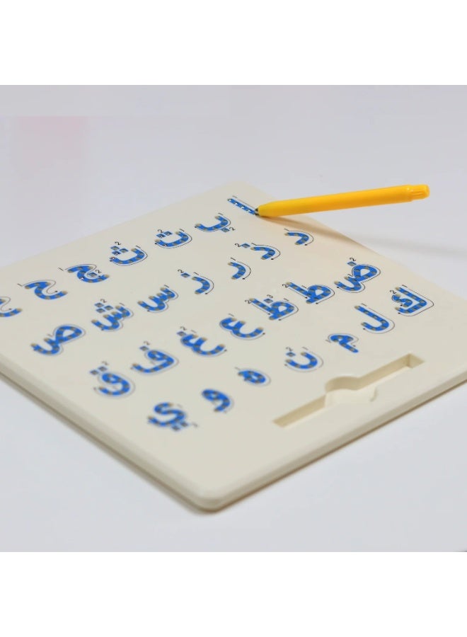 سندس لوحة الكتابة المغناطيسية لتعليم الحروف العربية للأطفال - لعبة مونتيسوري لتعليم الأبجدية العربية مع قلم مغناطيسي، لوحة تتبع تعليمية للأطفال الصغار - Image 3