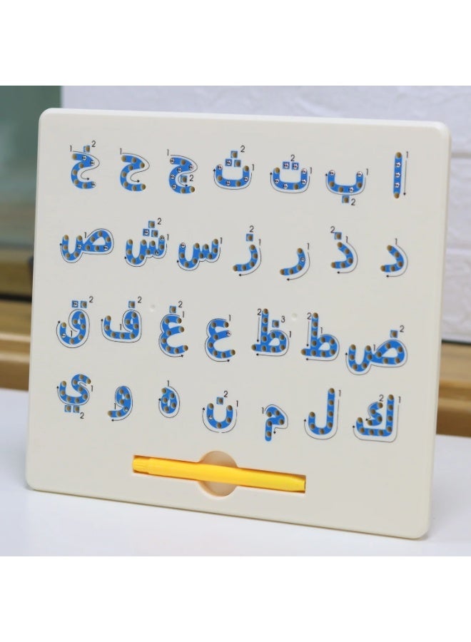 سندس لوحة الكتابة المغناطيسية لتعليم الحروف العربية للأطفال - لعبة مونتيسوري لتعليم الأبجدية العربية مع قلم مغناطيسي، لوحة تتبع تعليمية للأطفال الصغار - Image 2