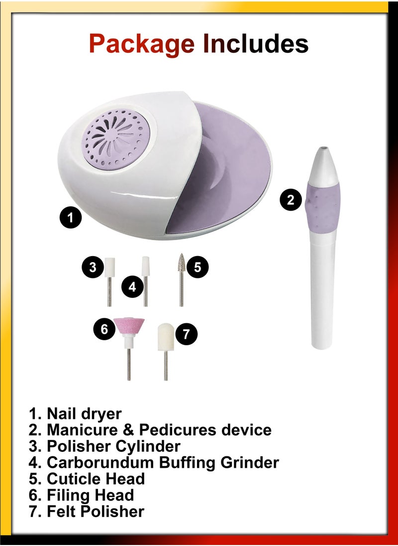DBLEW Electric Professional Nails Files Buffers And Nail Polish Dryer 5 Pcs Manicure Pedicure Set Portable Home Travel Nail Care Kit Drill Bits Tools  - Image 4