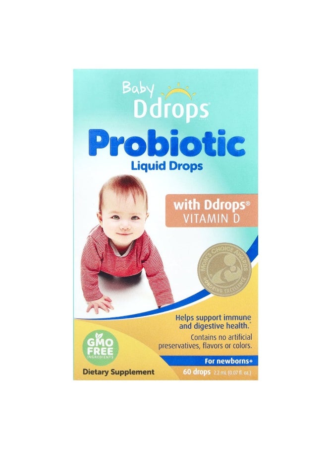Ddrops Ddrops, Baby, Probiotic Liquid Drops, For Newborns+, 60 Drops, 0.07 fl oz (2.2 ml)  - Image 1