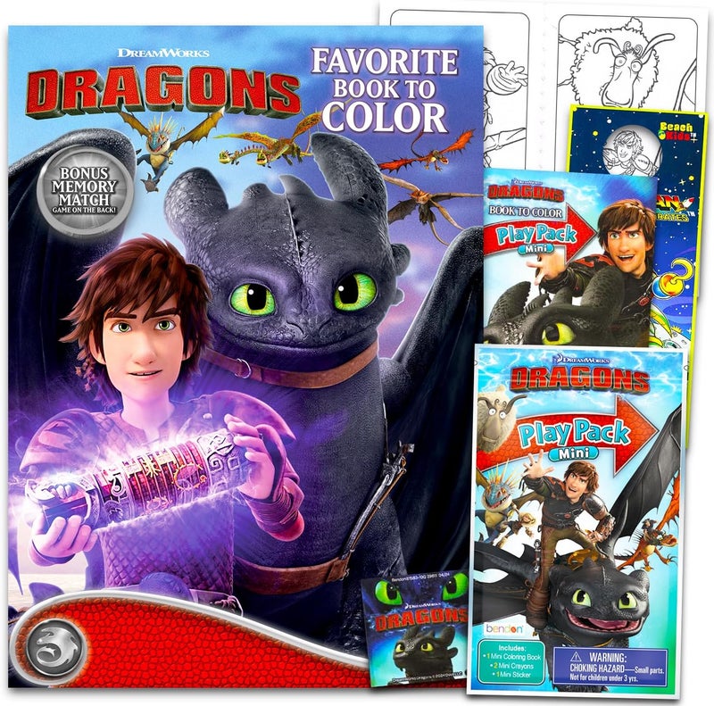 DreamWorks How to Train Your Dragon Coloring and Activity Book for Kids  Bundle with Coloring Pages and Matching Game Plus Play Pack More  How to Train Your Dragon Activity Set for Girls - Image 1