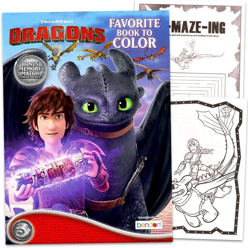 DreamWorks How to Train Your Dragon Coloring and Activity Book for Kids  Bundle with Coloring Pages and Matching Game Plus Play Pack More  How to Train Your Dragon Activity Set for Girls - Image 2
