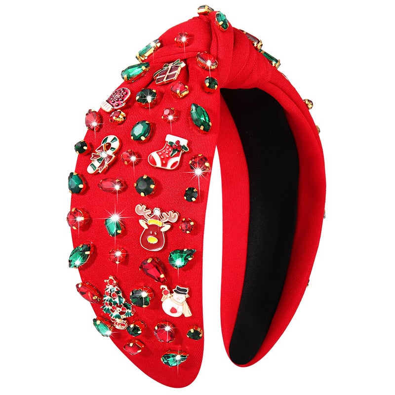 PHALIN Christmas Holiday Headband for Women Christmas Accessories Reindeer Snowflake Candy Cane Knotted Headband Mix