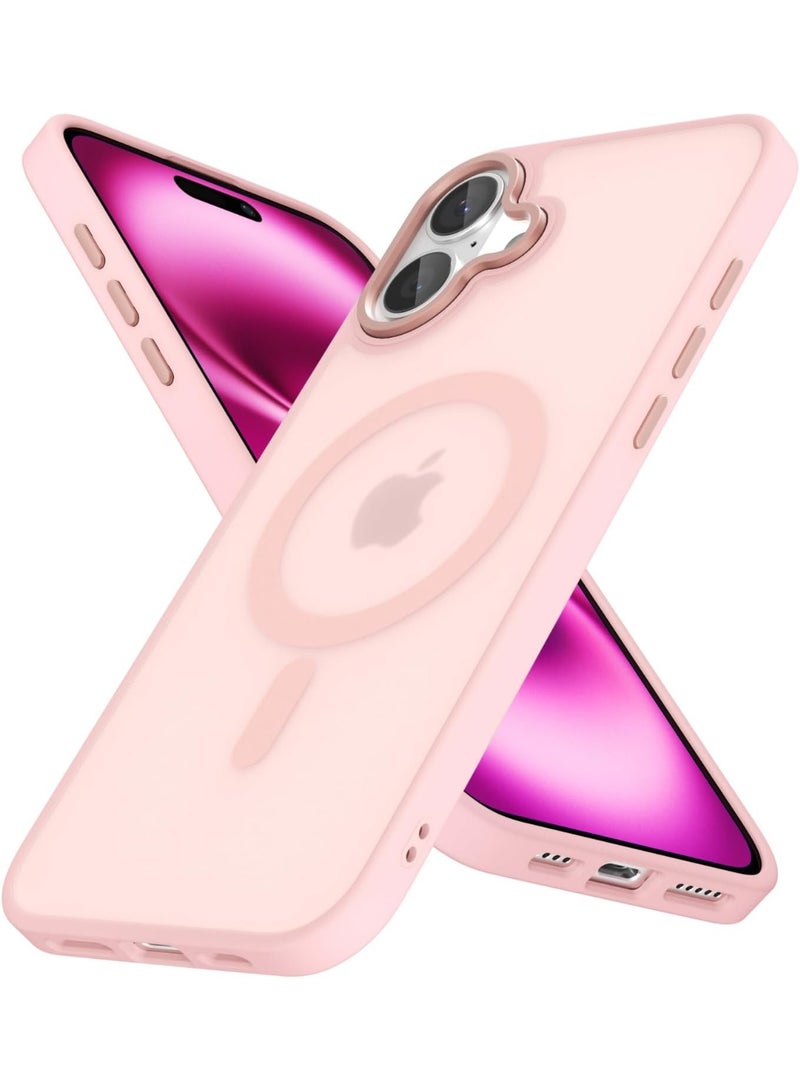 أكاليكس جراب مغناطيسي غير لامع لهاتف آيفون 16، متوافق مع MagSafe، غطاء فاخر مطلي، جراب حماية للهاتف مقاوم للصدمات مصنوع من مادة TPU الناعمة غير اللامعة | وردي - Image 1