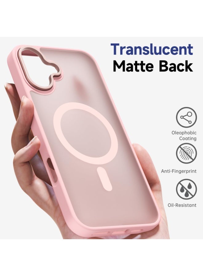 أكاليكس جراب مغناطيسي غير لامع لهاتف آيفون 16، متوافق مع MagSafe، غطاء فاخر مطلي، جراب حماية للهاتف مقاوم للصدمات مصنوع من مادة TPU الناعمة غير اللامعة | وردي - Image 5