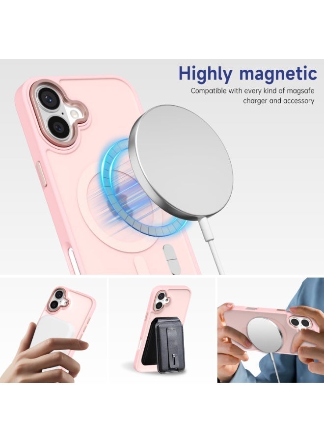 أكاليكس جراب مغناطيسي غير لامع لهاتف آيفون 16، متوافق مع MagSafe، غطاء فاخر مطلي، جراب حماية للهاتف مقاوم للصدمات مصنوع من مادة TPU الناعمة غير اللامعة | وردي - Image 3