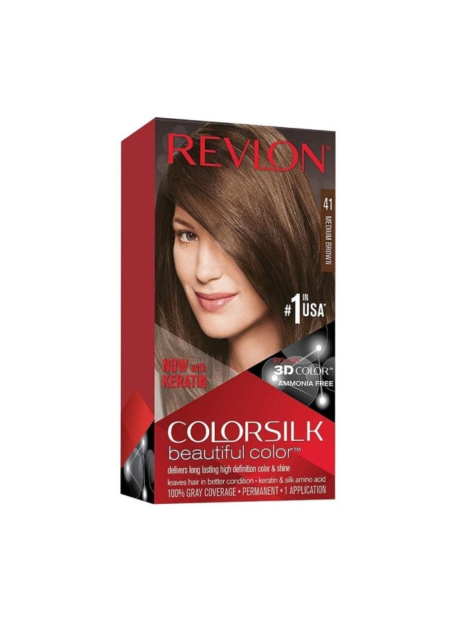REVLON COLORSILK Ammonia Free Hair Color (41 Medium Brown) - Image 1