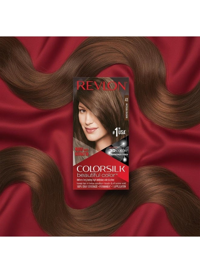 REVLON COLORSILK Ammonia Free Hair Color (41 Medium Brown) - Image 3