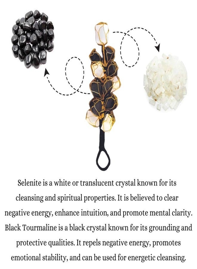 Crystal Divine Selenite Stone and Black Tourmaline Crystals Door Hanger Decoration for Front Door Hanging Rough Chunks Vaastu Door Hanging for Protection from Negative Energy Home Decor Gifts - Image 4
