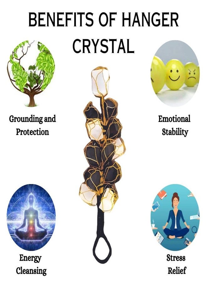 Crystal Divine Selenite Stone and Black Tourmaline Crystals Door Hanger Decoration for Front Door Hanging Rough Chunks Vaastu Door Hanging for Protection from Negative Energy Home Decor Gifts - Image 2