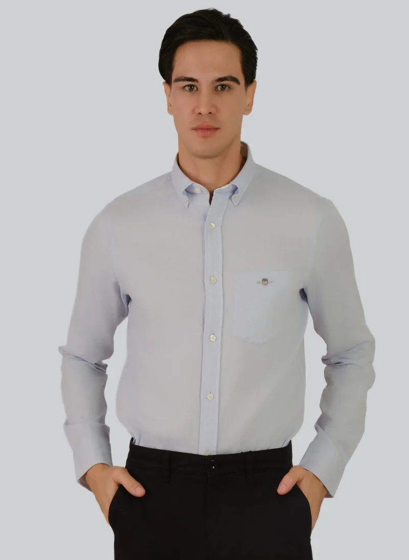 غانت Regular Fit Honeycomb Texture Shirt