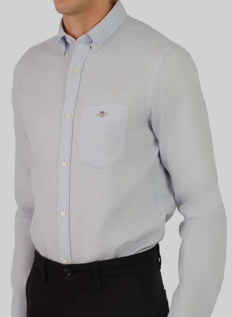 غانت Regular Fit Honeycomb Texture Shirt