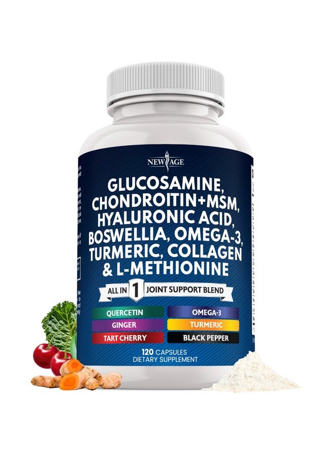 New Age Glucosamine Chondroitin, MSM, Turmeric Curcumin, Collagen, Hyaluronic Acid, Omega 3 - Joint Health Supplement for Men & Women - 120 Count - Image 1