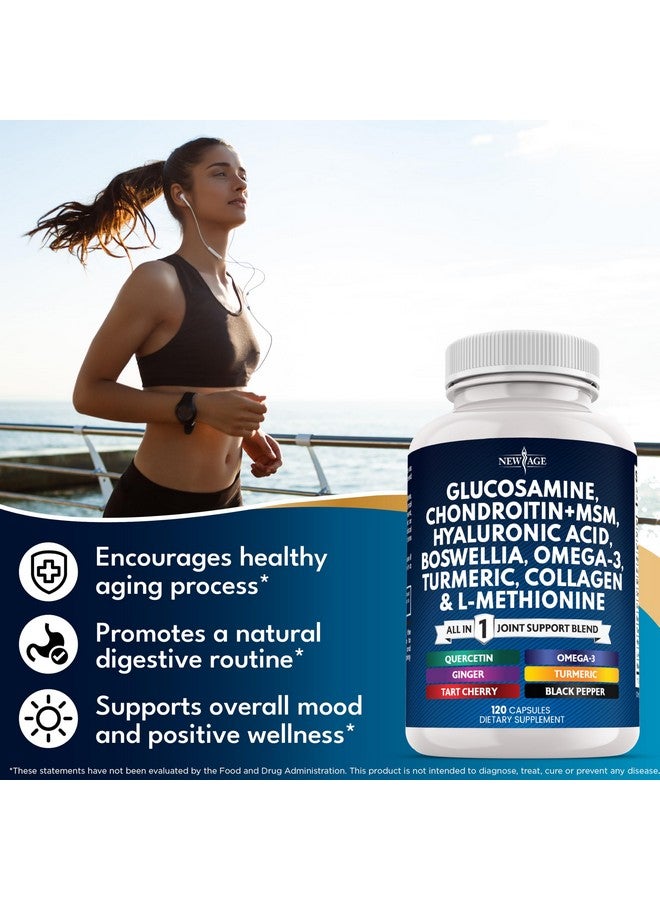 New Age Glucosamine Chondroitin, MSM, Turmeric Curcumin, Collagen, Hyaluronic Acid, Omega 3 - Joint Health Supplement for Men & Women - 120 Count - Image 4