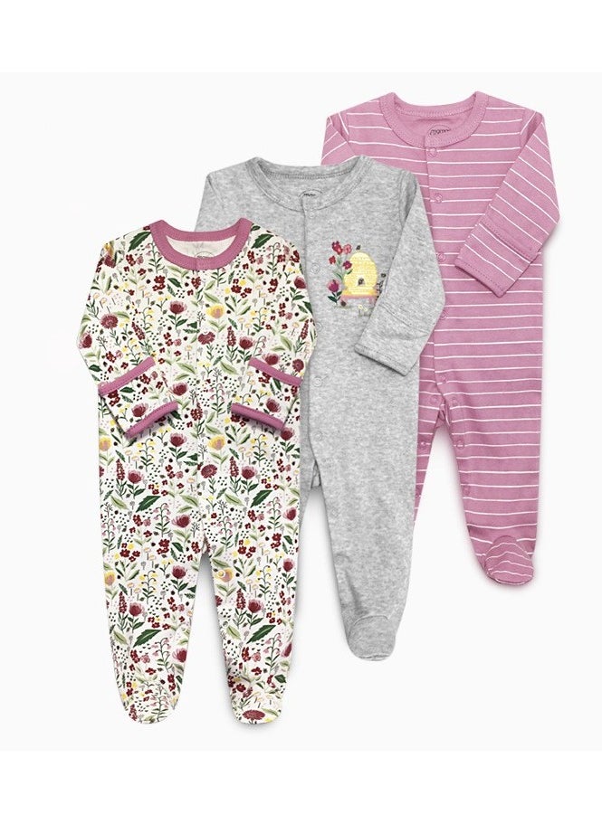 SKT Shiketro Cotton Newborn Bodysuit Baby Clothes Three-piece Set 