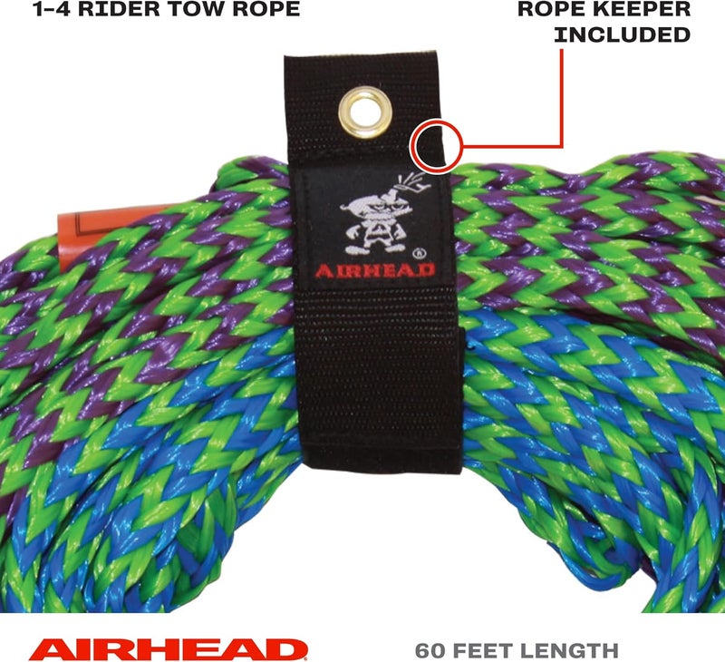Airhead 2-Section Tow Rope for 1-4 Rider Towable Tubes - 4,150 lb Break Strength - Image 2