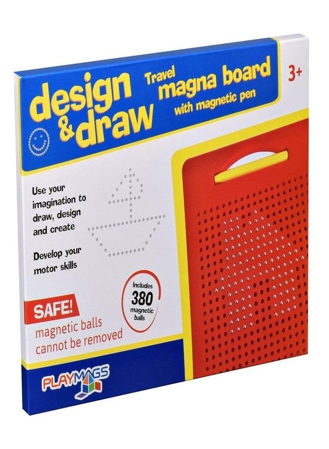 Playmags Magnetic Drawing Board, Travel Toys for Kids & Toddlers, Magnet Beads w/Drawing Stylus, 8.5" x 7" Travel Size Road Trip Activities for Boys & Girls Ages 4-8 - Image 2
