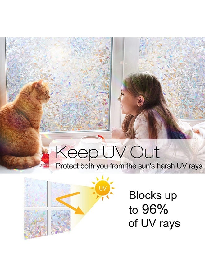 Peachjoy Window Privacy Film Rainbow Film Decorative Window Sticker, 3D Static Stained Glass Cling Tint for Home Heat Control Non-Adhesive, 17.5 x 78.7 inches - Image 3