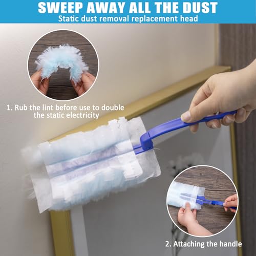 HLWDFLZ Microfiber Duster Kit 36pcs with 30 to 100 in Extension Pole and Ceiling Fan Cleaner Duster, Washable and Bendable Feather Duster for Cleaning Ceiling Fans, High Ceilings, Blinds, Grey - Image 4