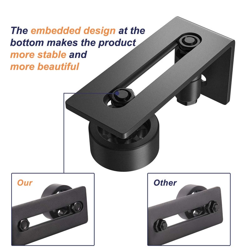 SMARTSTANDARD Sliding Barn Door Floor Guide for Bottom Adjustable Roller - 8 Setup Options for DIYers - Flush Design Bottom Flat Barn Door Floor Guide Stay Roller (Black) 1PCS - Image 2