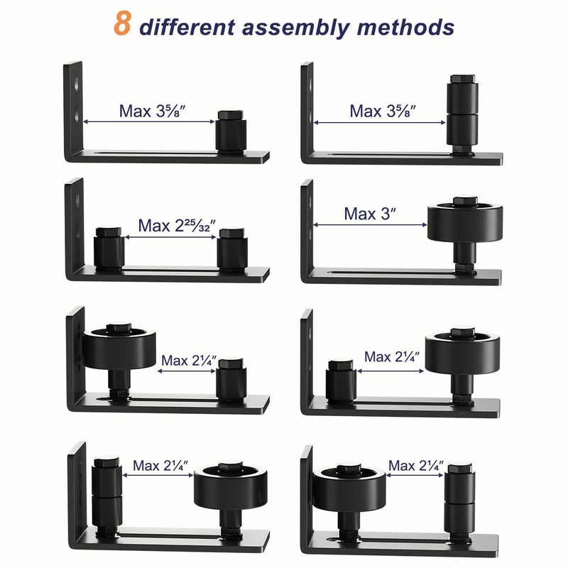 SMARTSTANDARD Sliding Barn Door Floor Guide for Bottom Adjustable Roller - 8 Setup Options for DIYers - Flush Design Bottom Flat Barn Door Floor Guide Stay Roller (Black) 1PCS - Image 3