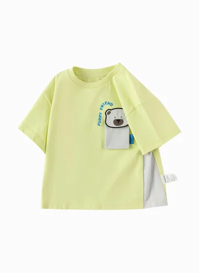 Balabala Toddler Boy Round v-neck short-sleeved T-shirt