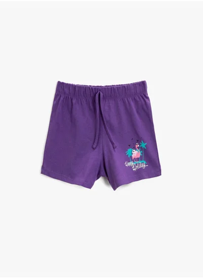 كوتن Drawstring Shorts Printed Cotton