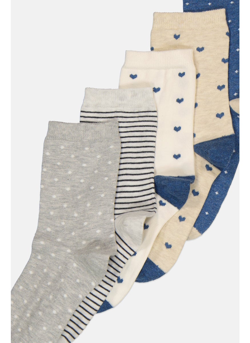 XOXO - Women 5 Pairs Long Socks, Multicolor - Image 1