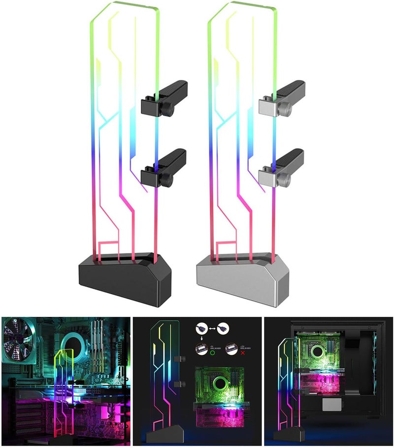 حامل بطاقة الرسومات VGA من الزجاج المقوى مع إضاءة ARGB 5V 3 دبوس لقابس مختلف لوحدات معالجة الرسومات - Image 1
