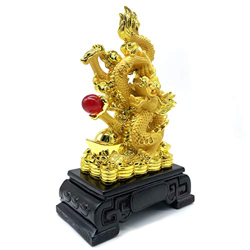 FUNSXBUG 11 Inch Chinese Feng Shui Dragon Statue Sculpture Figurines Feng Shui Decor Home Office Decoration Tabletop Decor Ornaments Good Lucky Gifts - Image 2